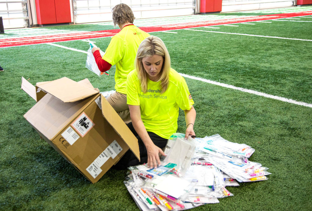 CPI employees packing kits