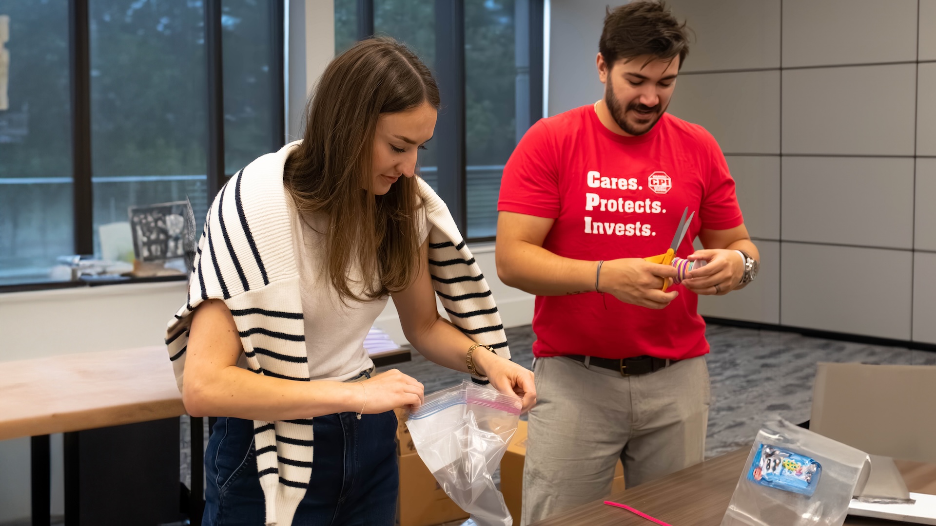 Charlotte team packing fun kits